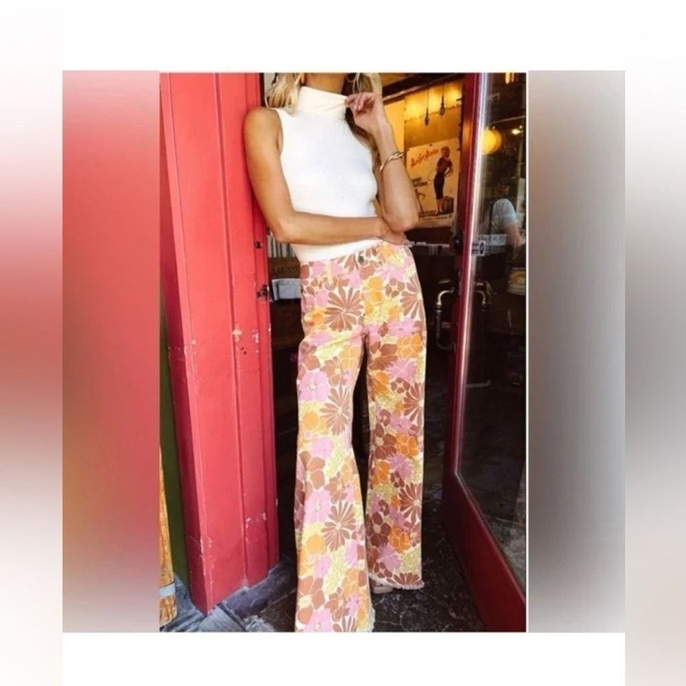 NWT Show Me Your Mumu Women's Windsor Wide Leg Retro Garden Floral Pants Size 25 - Picture 7 of 7